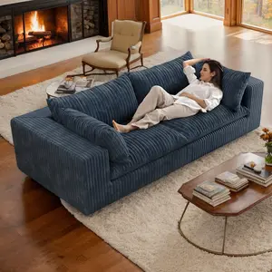 【2/3 Packages】Eyisean 78.8"W Corduroy 2 Seater Cloud Loveseat Couch, Lounge Sofa in a Box, Comfy Boneless Couch with Throw Pillow, Removable Cushion, Modular Sectional Sofa for Living Room/Bedroom
