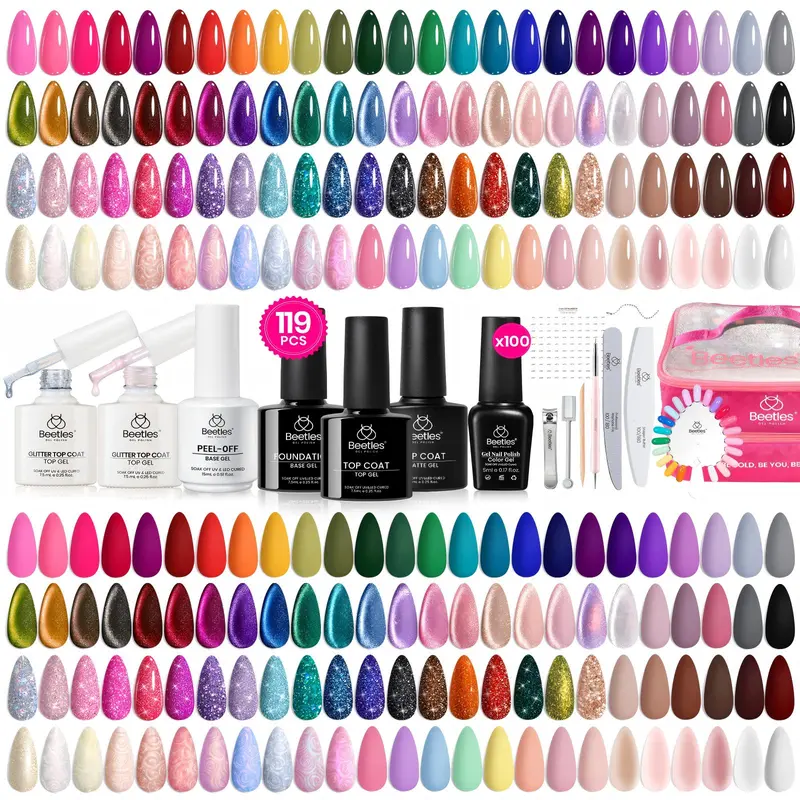 Beetles 100Colors Gel Nail Polish Set, DIY Nails at home Gift for girl Gift for woman gel x nails Nailcare Glitter Glue Cosmetic Cutics mothersdaygift Spring Nail Summer Nail Vacation Nail #backtoschool