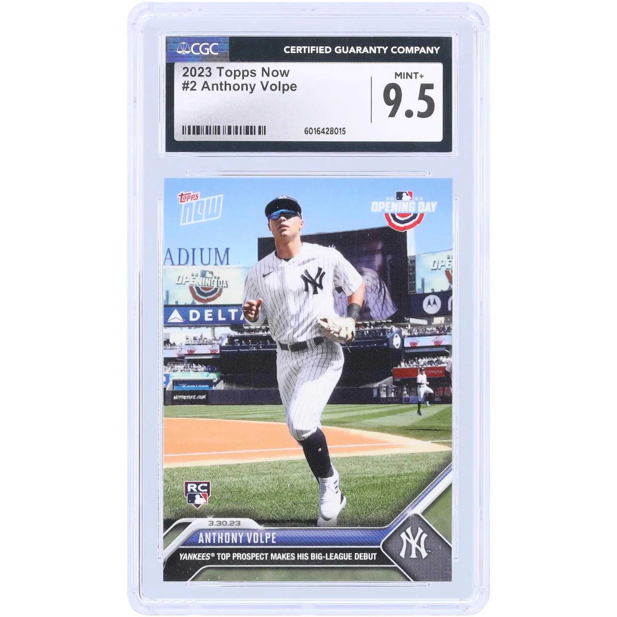 Anthony Volpe New York Yankees 2023 Topps Now Yankees Top Prospect Make His Big-League Debut #2 CGC Authenticated 9.5 Rookie Card
