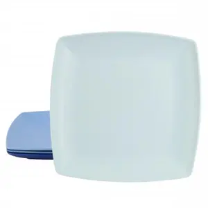 Gibson Home  10.5 in. Greyson Square Melamine Dinner Plate Set, Assorted Blue - 4 Piece