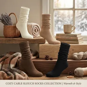 Women's 4 Pairs Slouchy Knee High Socks - Scrunch Boot Long Knit Tube Athletic Slouch Socks for Casual Wear, Fashionable Comfortable Warm Winter Fall Accessories Perfect with Boots Sneakers Outfits