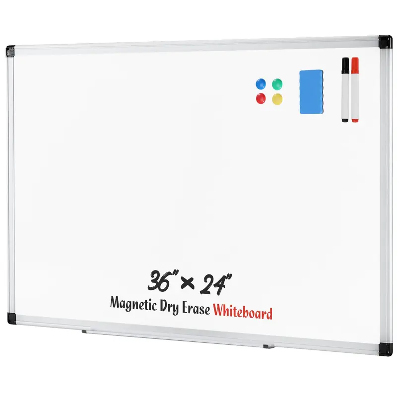 Magnetic Dry Erase Board 36 x 24 Inches White Board with Accessories, Includes Dry Eraser, Marker Tray & Fixing Kits