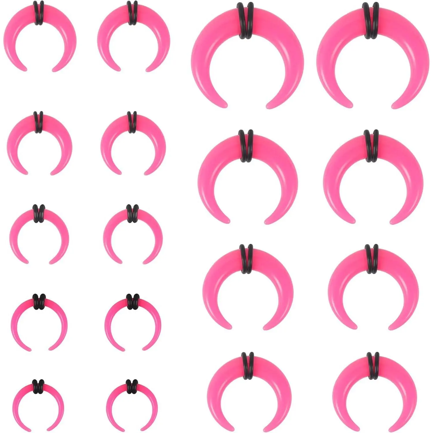 9 Pairs Pincher Tapers Septum Rings, Acrylic Buffalo Horseshoe Stretcher Expander Piercing Kit for Stretching Pierced Nose Ear Gauge 9 Size 14G - 00G