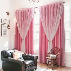 Romantic Elegant Blackout with Star Holes Design, Dustproof Heat Insulation, Minimalist Style Drapes for Bedroom Living Room All Seasons Use, Home Decoration Curtain, Privacy Grommet Curtains