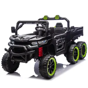 24V Two-seater Kids Ride On Six-wheel Electric Dump Truck W/Parents Control,4WD,Six-wheel Suspension,High Endurance,Music,Bluetooth,USB,24V UTV W/Shovel&Slow Start,Speeds 1.86-3.11 MPH For Kids 3-6.