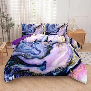 Marble Pattern Bedding Set, 2/3 Counts/set Including 1 Comforter & 1/2 Counts Pillowcase without Filler, Soft Comfortable Bedding Set for Home Bedroom, Decorative Duvet Cover