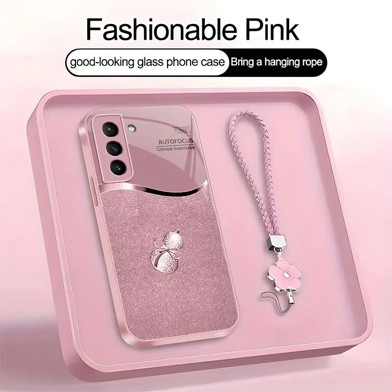 Suitable for [Galaxy S21+ 5g] high-end phone case，a beautiful four-leaf clover lanyard is included,printed case, no glitter，a lucky gourd will bring you good fortune，a variety of colors are available for you to choose from YM99
