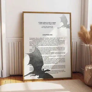 Printable Wall Art - Rebecca Yarros Fourth Wing 1st Chapter Quote, Unframed Multi-Size Paper Design, Book Page & Cover Elements, Instant Download, Shipping Tube Included