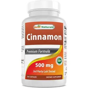 Best Naturals Cinnamon 500 mg 250 Capsules - Non-GMO Gluten-Free Dietary Supplement Lab Tested for Purity & Quality