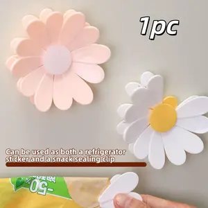 Magnetic Daisy Snack Clip & Magnet Set, Detachable Petal Design, Reusable Plastic Food Clips, Ideal for Chips & Kitchen Storage