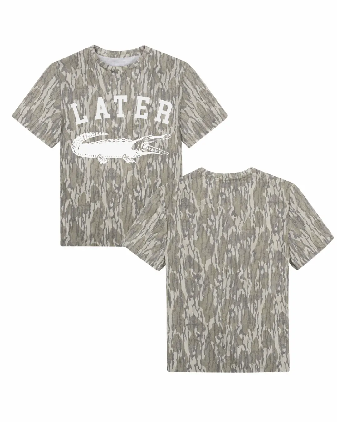 Later Crocodile Graphic T-Shirt, Funny Animal Meme Tee, Mossy Oak Bottomland Style, Vintage Camouflage Outdoor Tee, Gift Idea for Him Her