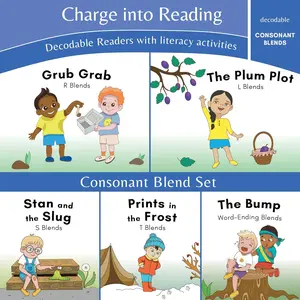 Charge into Reading Decodable Books (Stage 2): 5 Consonant Blends Decodable Readers to Help Kindergarten and First Grade Beginning Readers