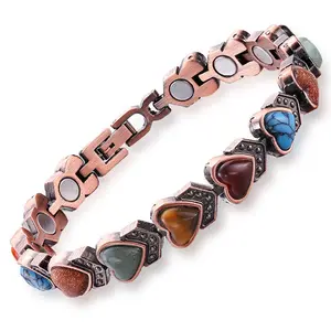 Copper colored women's magnetic therapy retro bracelet. This women's red copper magnetic suction bracelet fits comfortably. On birthdays, anniversaries, or On special occasions, ensure to leave a deep impression on people.