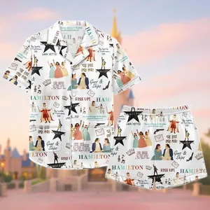 Hamilton Satin Pajama Set Women, Broadway Theatre Inspired Sleepwear, Silky Soft Two Piece Lounge Outfit, Elegant Musical Fan Gift Idea