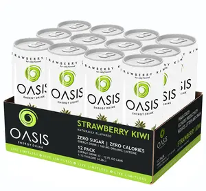 OASIS Strawberry Kiwi Energy Drink – 12-Pack Zero Sugar, Zero Calories – Naturally Flavored with Guayusa Caffeine