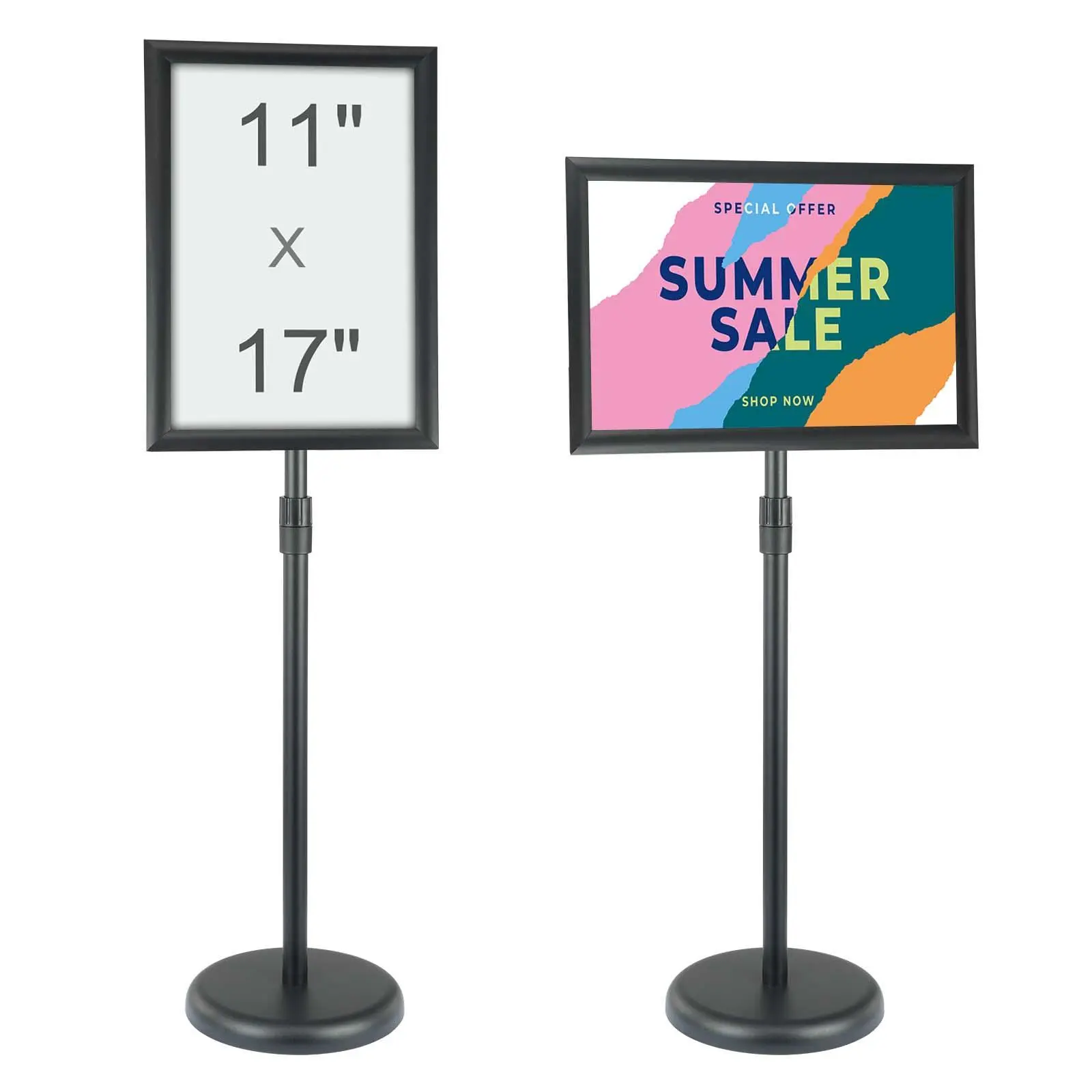 【SummerFinds】VEVOR Pedestal Sign Holder,  11 x 17 Inch Vertical and Horizontal Adjustable Poster Stand, Heavy-Duty Floor Standing Sign Holder with Round Base for Display, Advertisement, and Outdoor, Black