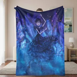 Wednesday Addams Flannel Blanket， Gothic Dance Pattern， Ultra Soft， Warm & Cozy， Lightweight， AntiPilling， Perfect for Bedroom， Living Room， Travel， Halloween， Thanksgiving， and as a Spooky Season Gift