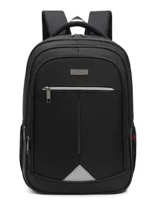 17.3 INCH WATER RESISTANT LAPTOP BACKPACK WITH REFLECTIVE STRIP & DOUBLE ZIPPERS FOR BUSINESS TRAVEL COLLEGE STUDENTS, BLACK