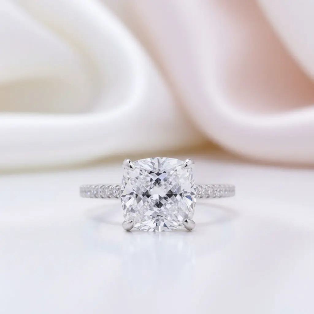 3.2 ct Cushion Cut Simulated Diamond Option Engagement Ring