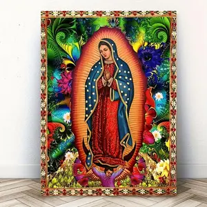 1 Eternal Guadalupe Madonna Oil Painting Art Iron Sheet Painting Bedroom Living Room Home Decoration Wall Bright Color Gift