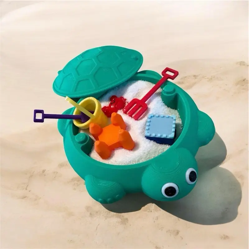 3D Printed Miniature Turtle Sandbox: sandbox toys included!