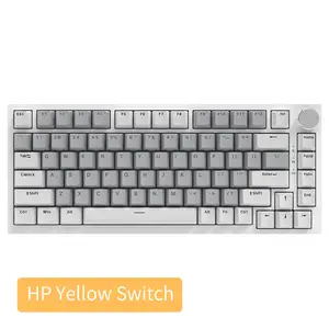 AJAZZ AK820 Mechanical Keyboard Gray and White Dual-tone Keycaps 75% Wired Office Mechanical Keyboard with White Backlight, Volume Knob, Fast Response, Full Key Hot-swapping, Comfortable Typing Experience, Suitable for Gaming, Office, and Other Multi-scen
