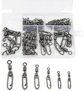 50 count High Strength Fishing Swivels | Ball Bearing Snap Swivels with Stainless Steel| Saltwater/Freshwater Quick-Change Snap Swivels for Catfishing Tackle,Lures