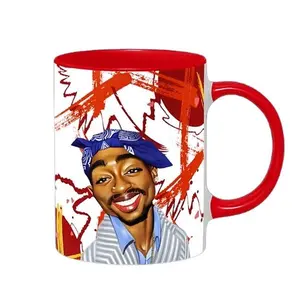 Hip Hop Mug Shots Classic Caricature Ceramic Mug with Color Handle/Rim