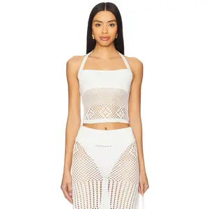 Frankies Bikinis Orchard Crochet Halter Top in White