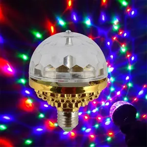 Colorful Rotating Ball Light DJ Crystal RGB Party Light Disco Ball LED RGB Strobe Party Lamp Bulb Rotating Ball Light Bulb with Socket