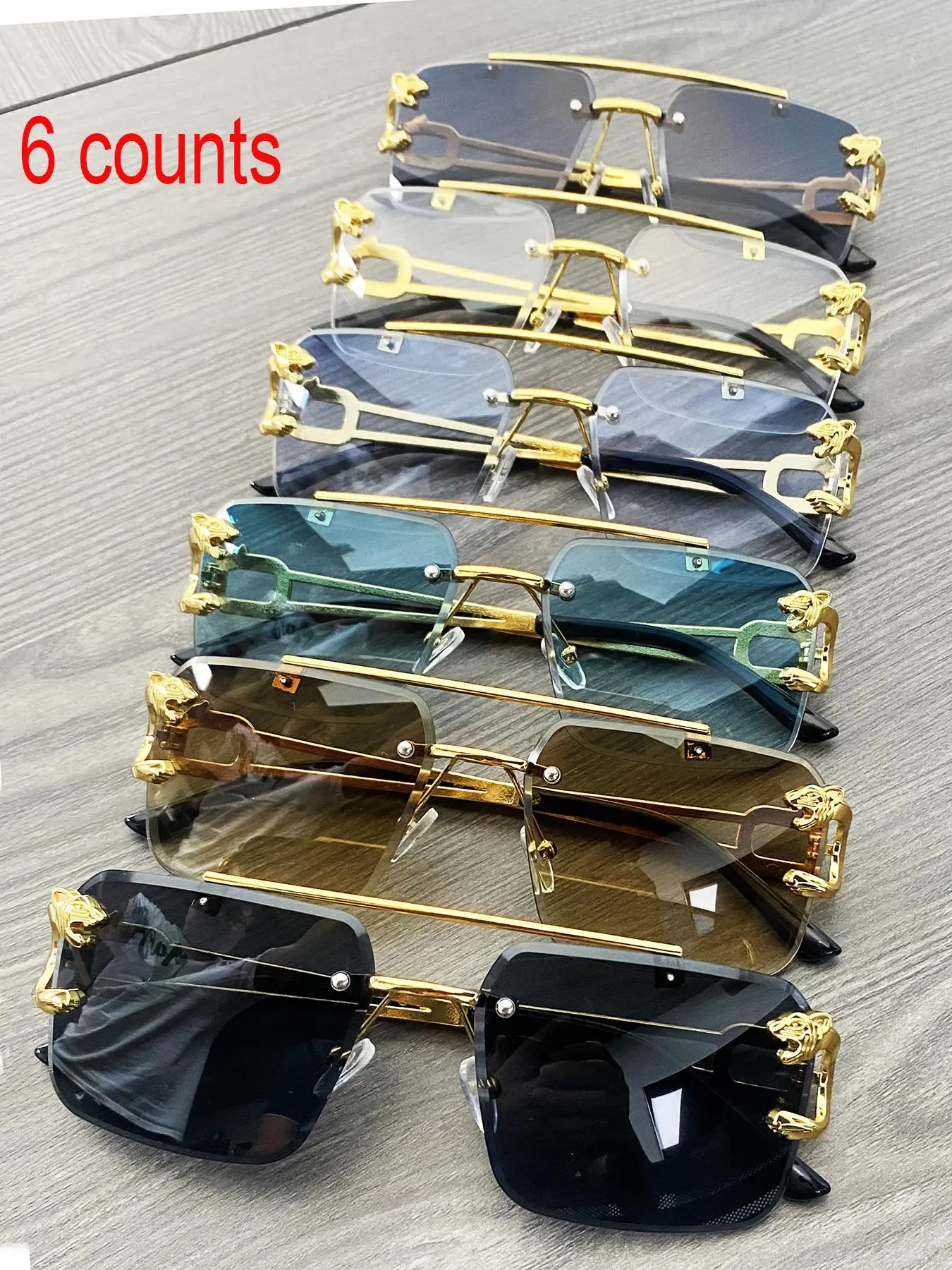 Fashionable Rimless Sunglasses, 6 Counts/set Outdoor Trendy Casual Sunglasses, Fashion Accessories for Men & Women for Traveling & Beach Party