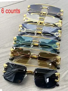 Fashionable Rimless Sunglasses, 6 Counts/set Outdoor Trendy Casual Sunglasses, Fashion Accessories for Men & Women for Traveling & Beach Party