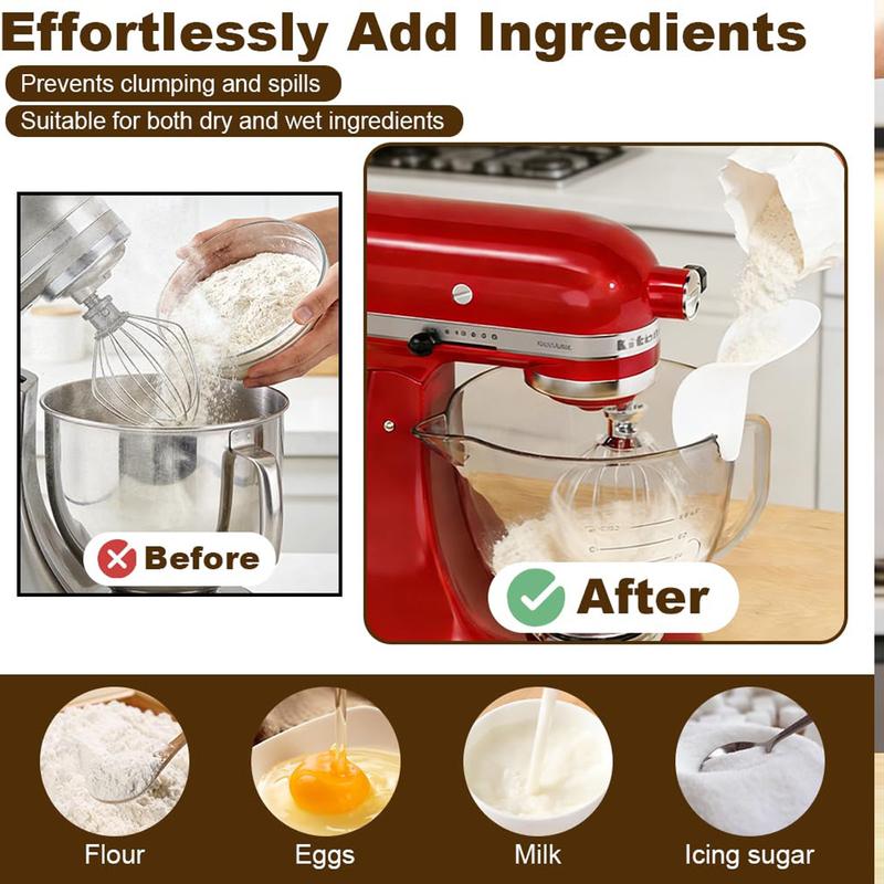 Silicone Flour Funnel for Tilt-Head Stand Mixers, Leak-Proof Clip-On Funnel, Fits All Stand Mixers, Prevents Spills and Messes, Dishwasher-Safe Baking Tool, for Liquid and Both Flour Silicone Flour Funnel for Tilt-Head Stand Mixers, Leak-Proof Clip-On Funnel, Fits All Stand Mixers, Prevents Spills and Messes, Dishwasher-Safe Baking Tool, for Liquid and Both Flour