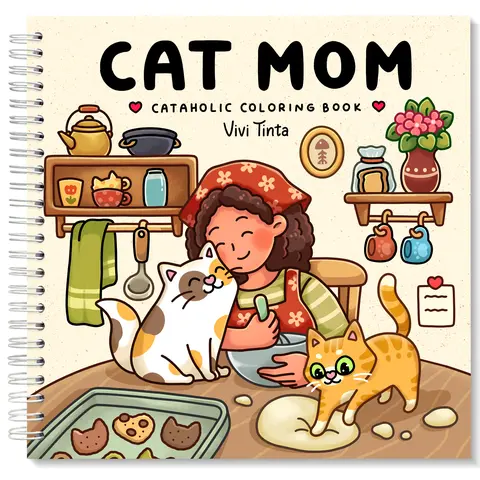VIVI TINTA Mischievous Coloring Book - Office Art Supply Paper, Unisex Printed Sunbathing Feline Designs, Activity Book for Cat Moms, Ideal Gift for Family & Besties, Stress Relief Office Stationery