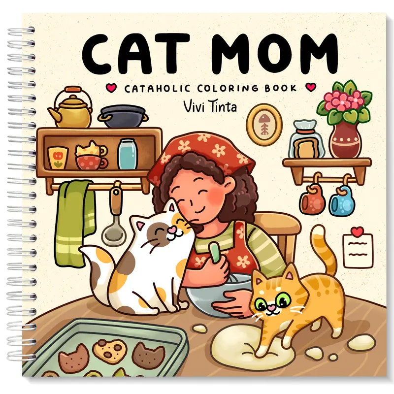 VIVI TINTA Mischievous Coloring Book - Office Art Supply Paper, Unisex Printed Sunbathing Feline Designs, Activity Book for Cat Moms, Ideal Gift for Family & Besties, Stress Relief Office Stationery
