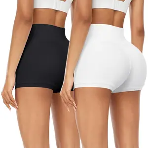 2 Pack 3" Spandex Biker Shorts Women-Soft Short High Waist Tummy Control Volleyball Workout Yoga Leggings