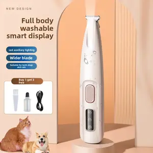 Rechargeable Pet Hair Trimmer Kit, Pet Paw Trimmer, Cordless Quiet Dog Trimmer for Grooming with LED Light, Small Dog Grooming Clippers for Dogs & Cats, Pet Grooming Tool,Waterproof, low noise pet shaver