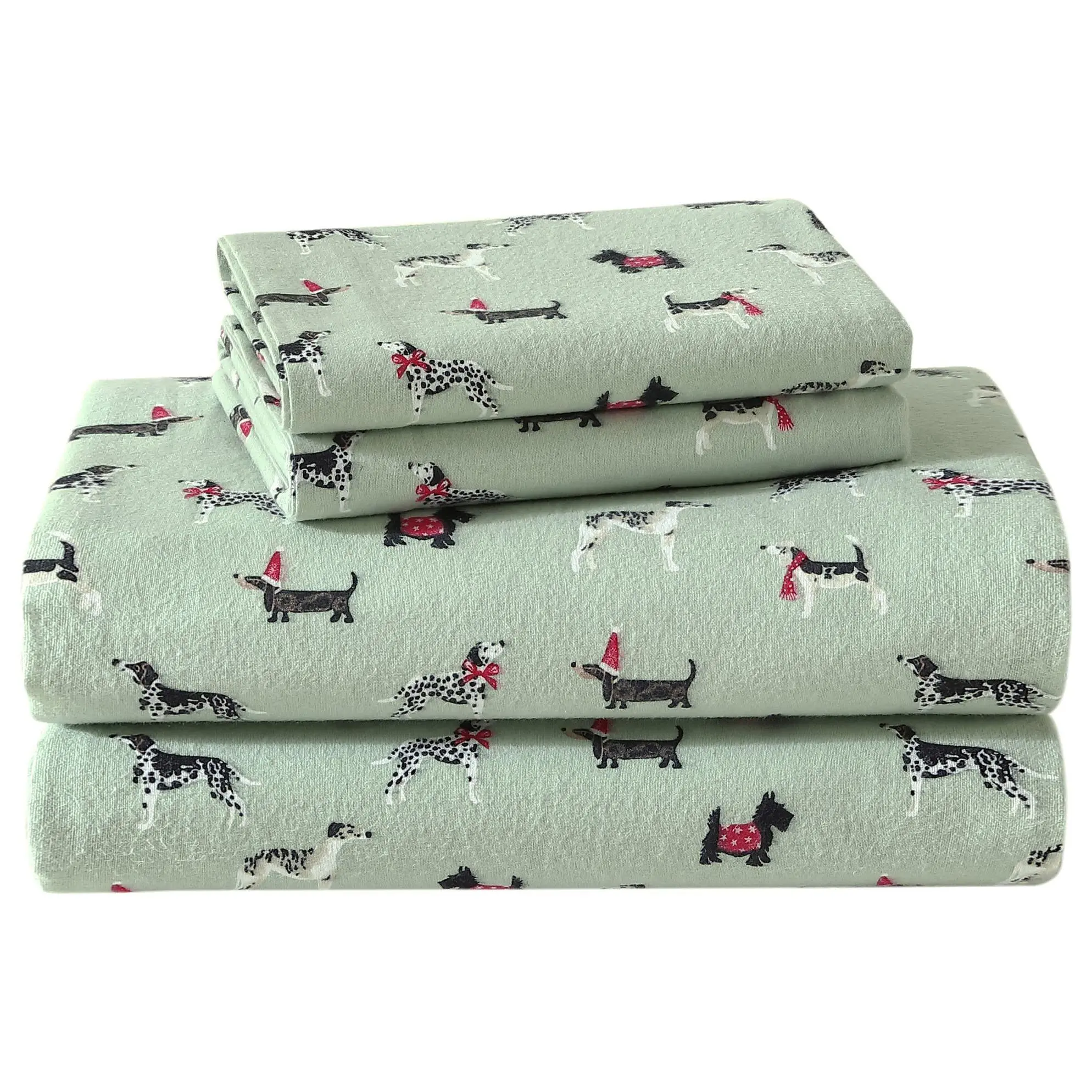 Laura Ashley Holiday Pups Full Flannel Sheet Set