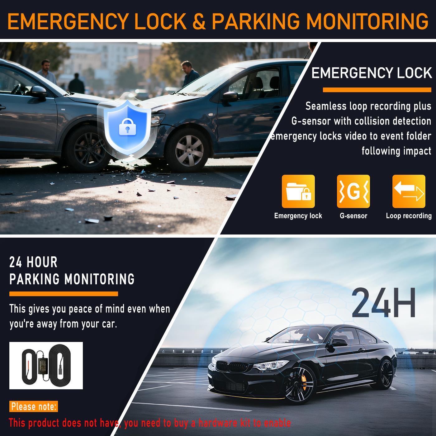 BCUOZ 360 Degree View 4 Channel Dash Cam Front and Rear Inside Left Right, Dash Camera for Cars, Built-in GPS WiFi Night Vision, 24/7 Recording Parking Mode Monitor, Free 64G Card Automotive Dashcam Interior Dashcam