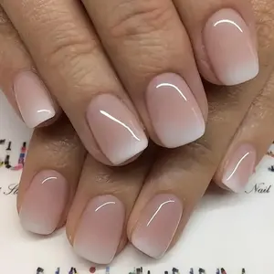 Household daily necessities 24Pcs Short Press on Nails Square Fake Nails Gradient Nude Glue on Nails Glossy Acrylic Press ons Full Cover False Nail Tips Ombre Nails Press ons Cute Stick on Nails for Women Manicure Art