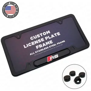 Black / Chrome Front or Rear Stainless Steel License Plate Frame Protect Cover Fit Audi RS Decorate Accessories Gifts