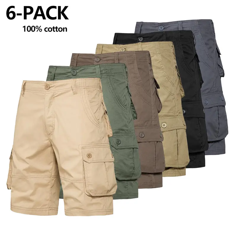 Men's Loose-Fit Multifunc Pocket Cargo Shorts - 6-Pack Tactical Wrinkle-Resistant Breathable Above the Knee Jorts, Suitable for Golf-to-Outdoor Hiking Activities
