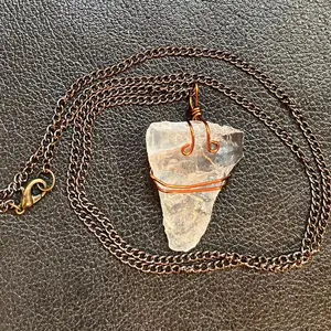 Clear quartz with copper wire wrap