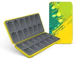 24 game Micro SD Cards Storage, Portable Game Card Case Gift Accessories with Magnetic Closure,Soft Lining and Protective Hard Shell (Green)