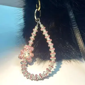 1Pc Diamond Bear Phone Chains, Sweet Cool Style, Heart Rhinestone Girls' Phone Decorations, Trendy Accessories for Women