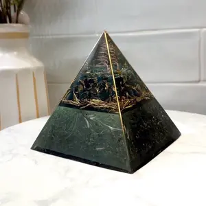 Bloodstone Orgonite Pyramid EMF Protection Home Decor and Harmonizing Space Gift for Her Stress Relief Energy Cleansing Bedroom Decor