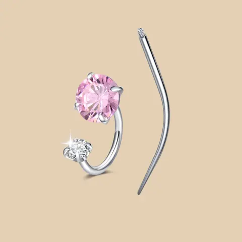 Unisex Stainless Steel Zirconia Nose Ring, Nose Piercing Jewelry, Body Piercing Jewelry, 18g Gauge, 8mm Diameter, Internal Thread Design, Party Style Jewelry Gift