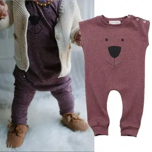 Ma&Baby Infant Baby Boys Girls Bear Print Romper Cartoon One Peice Jumpsuit Summer Sleeveless Clothes 0-24M