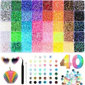 3mm/32000pcs Resin Rhinestones For Crafting,  Flatback Gems For Phone Case, Bedazzling Flatback Crystal Rhinestones Faux Diamonds For Clothes Accessories DIY