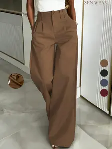 New Women's Long Pants, Minimalist High-End Wide Leggings, Loose Drapey Feel Slimming Casual Floor-Length Trousers